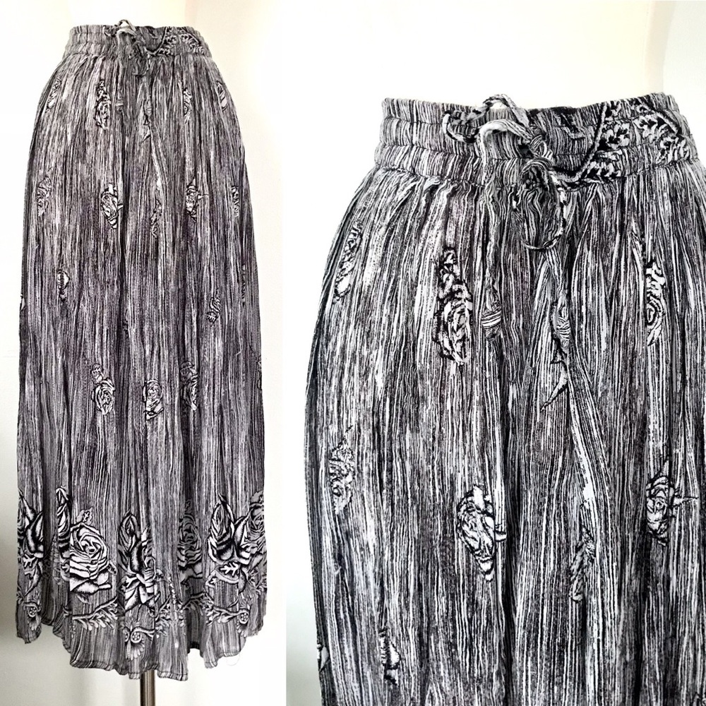 Vintage 1970’s rayon rose gauze midi broom skirt